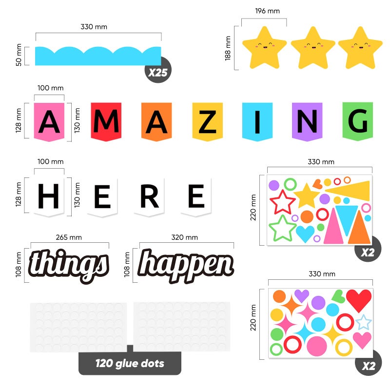 LioNergy Classroom Bulletin Board Decoration Set Welcome Bulletin Board Wall Door Decor for Kindergarten Preschool Elementary Middle School - Amazing Things Happen Here - Image 3